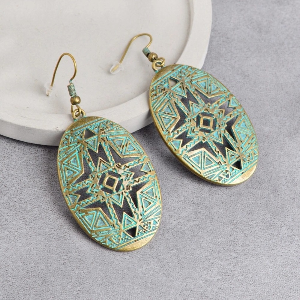 Oval Dangle Earrings - Picture 2 of 4